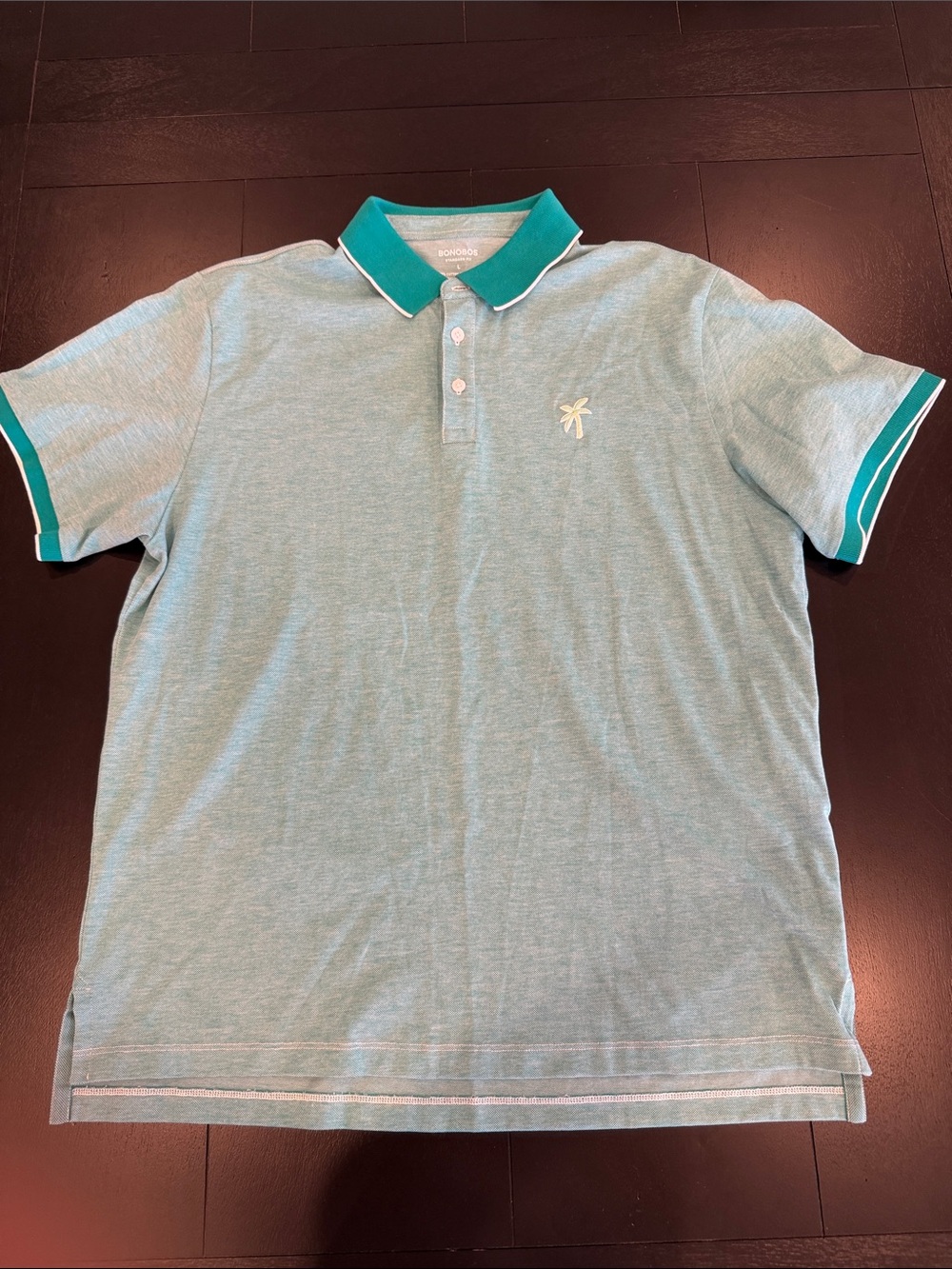 Bonobos Men's Embroidered Palm TreePolo Shirt - Mint Green - Large - NWOT